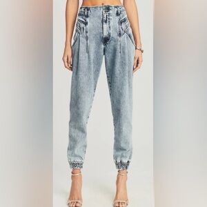 Revolve x Retrofête Miriam Pant Acid Wash Moto Jogger Jeans High Rise Size 29